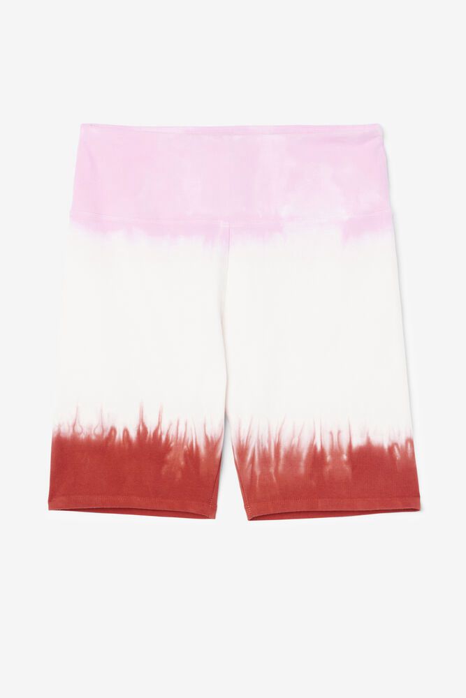 Fila Shorts Dame Hvite/Rød/Rosa Taima Tie Dye Bike 081574-JZD